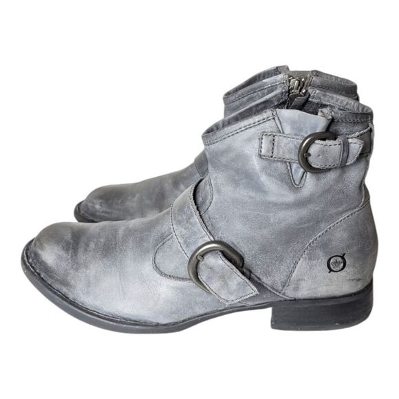 BORN Regis Grey Distressed  Leather Ankle Boot Size 10 - Picture 2 of 10